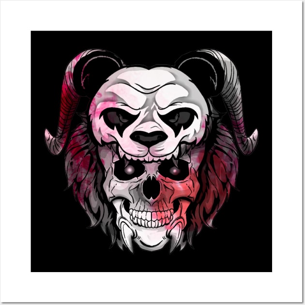 Red Panda Gothic Skull Wall Art by Trendy Black Sheep